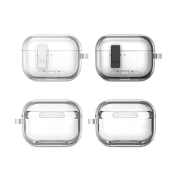 Чехол серый тонированный с магнитным замком для наушников AirPods Pro 3, серия PECR Series Case, в комплекте с карабином