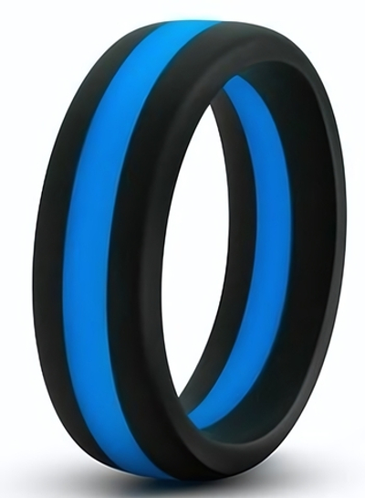 Черно-синее эрекционное кольцо Silicone Go Pro Cock Ring (Цвет: черный с синим)