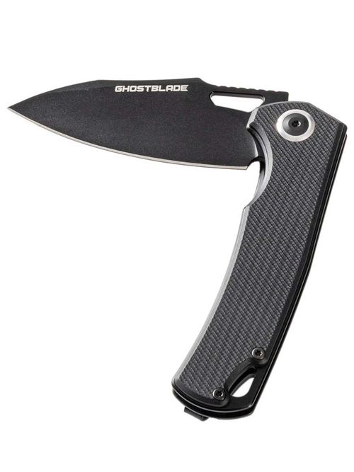 Нож складной GhostBlade Polter, сталь D2, 58-62 HRC, Spear-point, рукоять G10 чёрная, замок Liner lock, флиппер, 107 г