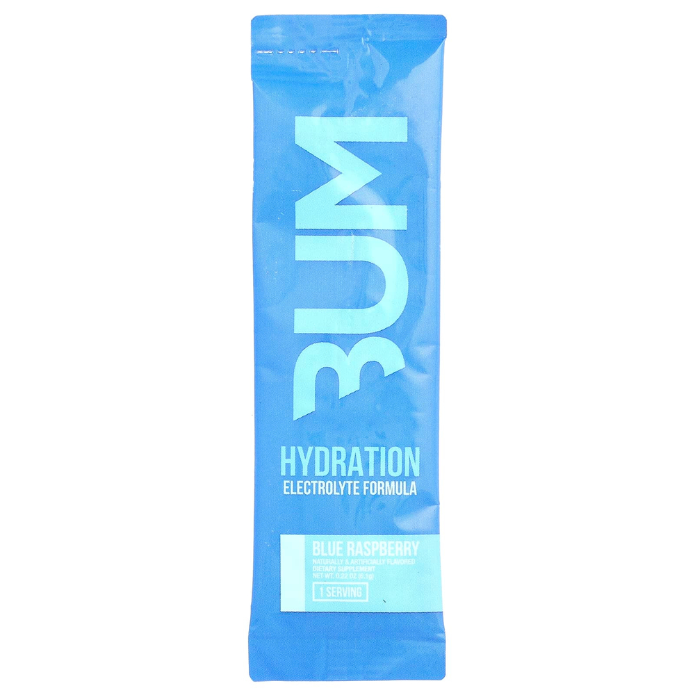 Raw Nutrition, Bum, Hydration, электролитная формула, со вкусом голубой малины, 20 пакетиков по 6,1 г (0,22 унции)