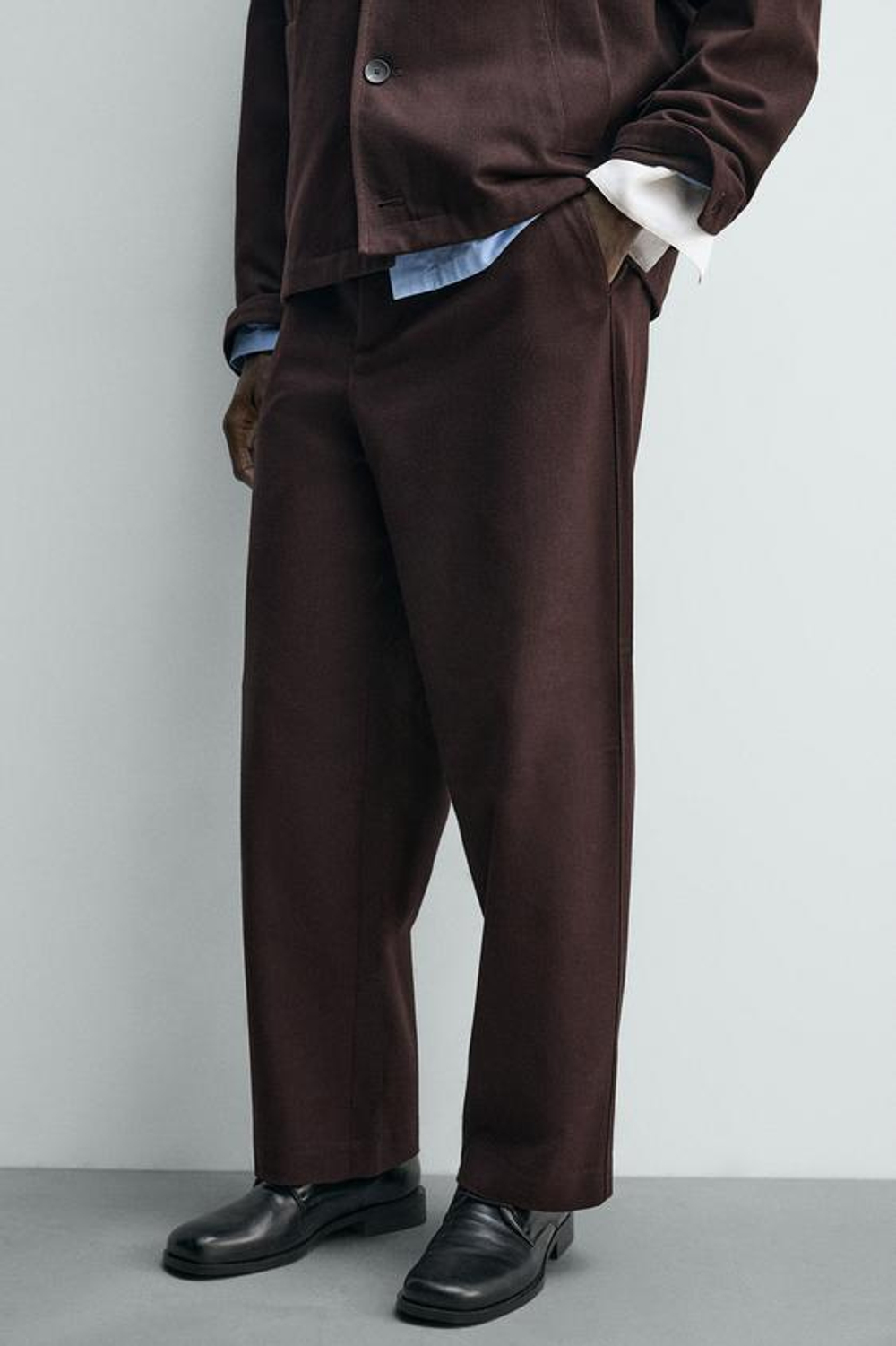 ZARA БРЮКИ BALLOON FIT ИЗ РЕЛЬЕФНОЙ ТКАНИ, ГРАНАТОВЫЙ