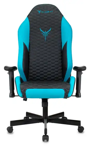 Кресло игровое Knight Neon черный/голубой соты экокожа с подголов. крестов. металл