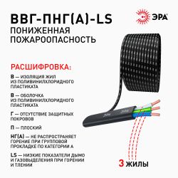Кабель ЭРА ВВГ-Пнг(А)-LS 3х2,5(N,PE) 20м | Электротовары
