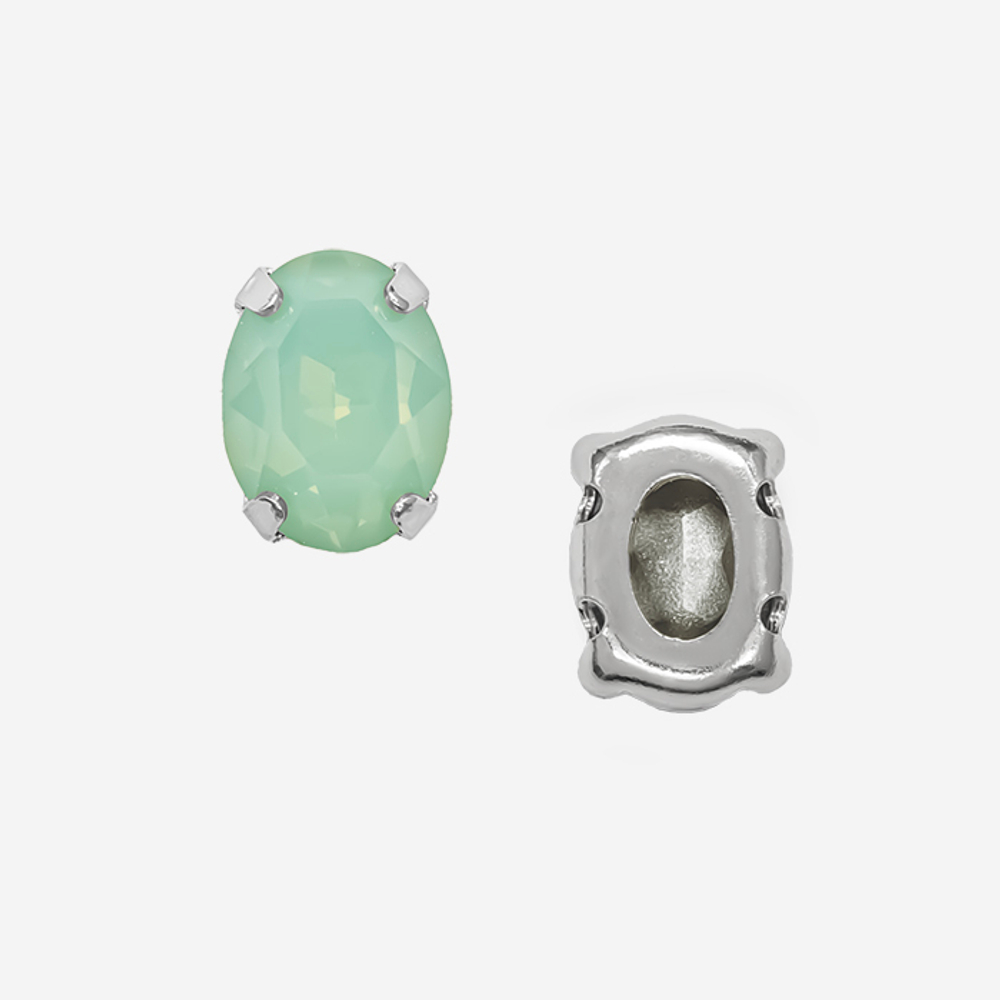 Кристалл Овал (Oval Fancy Stone) в цапах, оттенок "Тихоокеанский Опал"/"Pacific Opal", 8*6мм, родирование