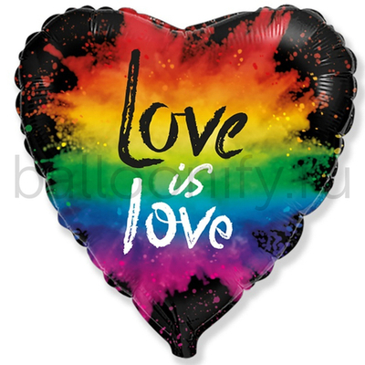 Фольгированная фигура, сердце, LOVE IS LOVE,18"/46СМ