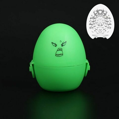 Рельефный мастурбатор EGG в зеленом футляре (Цвет: прозрачный)