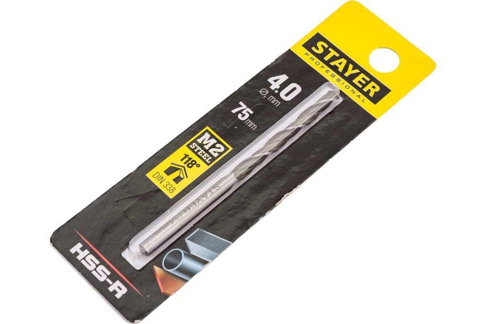 Сверло Professional по металлу HSS-R (4х43х75 мм; М2; DIN 338) Stayer 29602-4