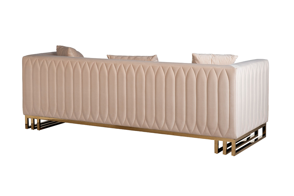 Диван Garda Decor Люцерн (Lucerne) трехместный велюр бежевый 230*86*75 см