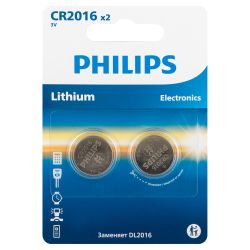 Батарейки Philips CR2016P2/51 литиевые 2шт. CR2016-2BL (2/40/400/24000) | Батарейки Литиевые