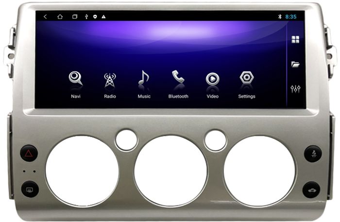 Магнитола для Toyota FJ Cruiser 2005-2022 (цвет рамки серебро) - Kuberg KP-T1216S монитор 12.3" на Android 12, Быстрая, CarPlay, 4G SIM-слот