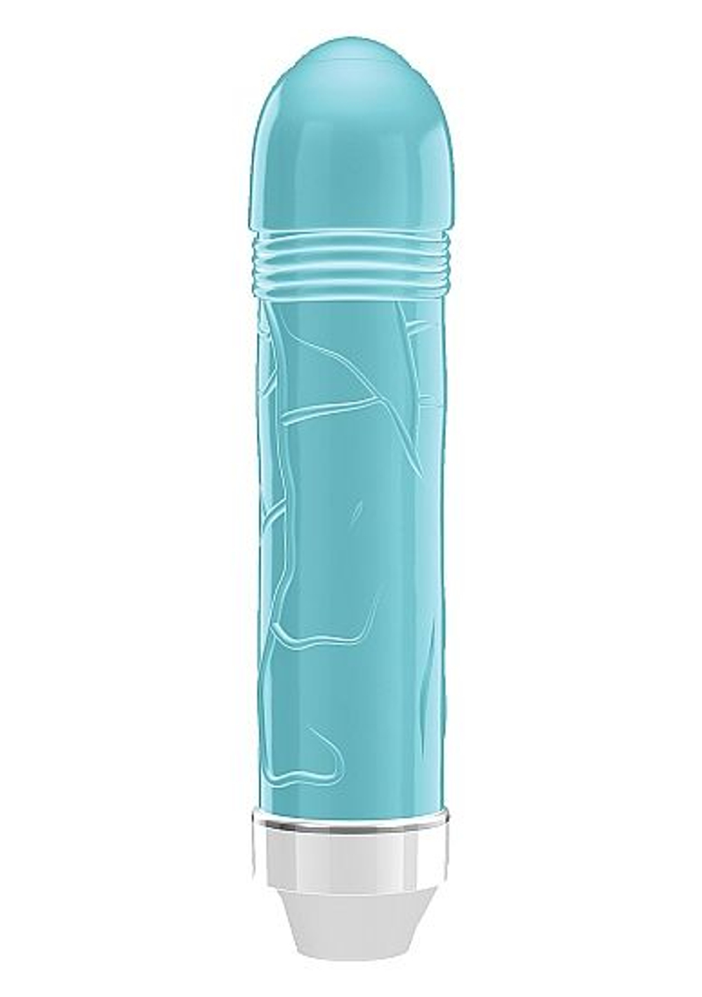Бирюзовый вибратор Lenore с тонкими венками - 14,5 см. (Цвет: бирюзовый)