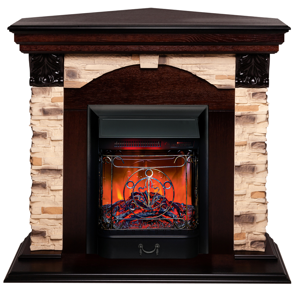 Каминокомплект Real Flame Dublin Corner Rock AO с очагом Majestic Lux Black RC (угловой)
