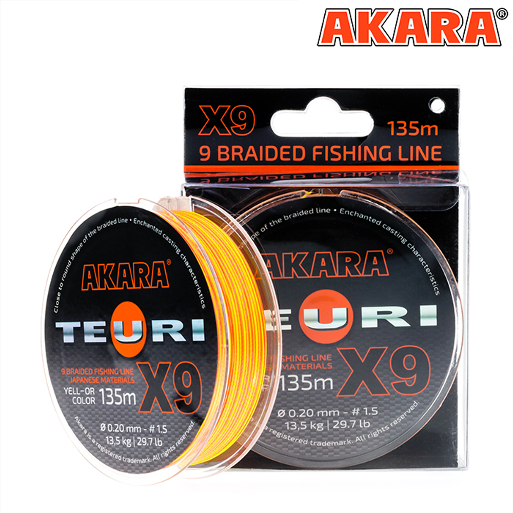 Шнур Akara Teuri X-9 Yellow-Orange 135 м 0,12