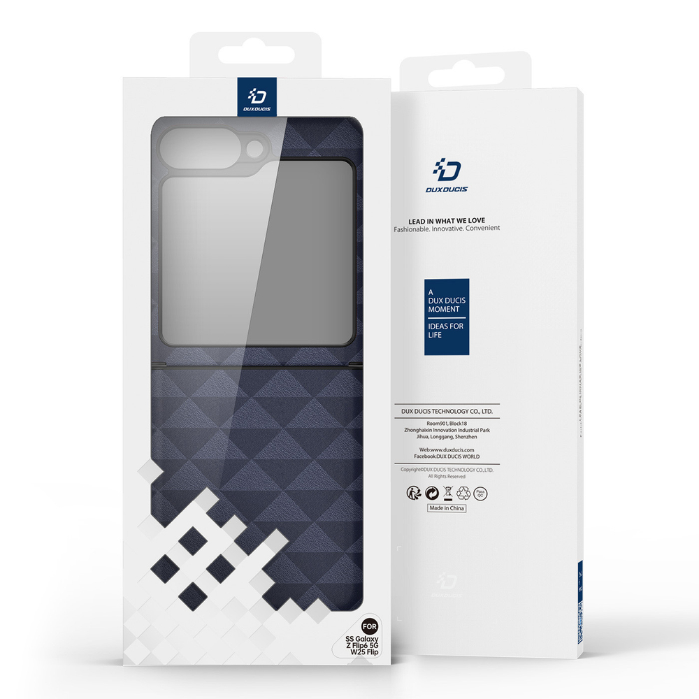 Складной чехол-книжка синего цвета от Dux Ducis для Samsung Z Flip 6, серия Fitt Series Case