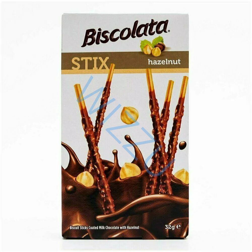 Палочки бисквитные Biscolata Stix Hazelnut покрытые мол шок с лесным орехом 32 г