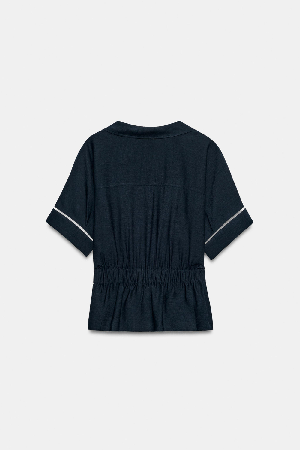 РУБАШКА СО СКЛАДКАМИ И КОНТРАСТНОЙ ОТДЕЛКОЙ — ZARA