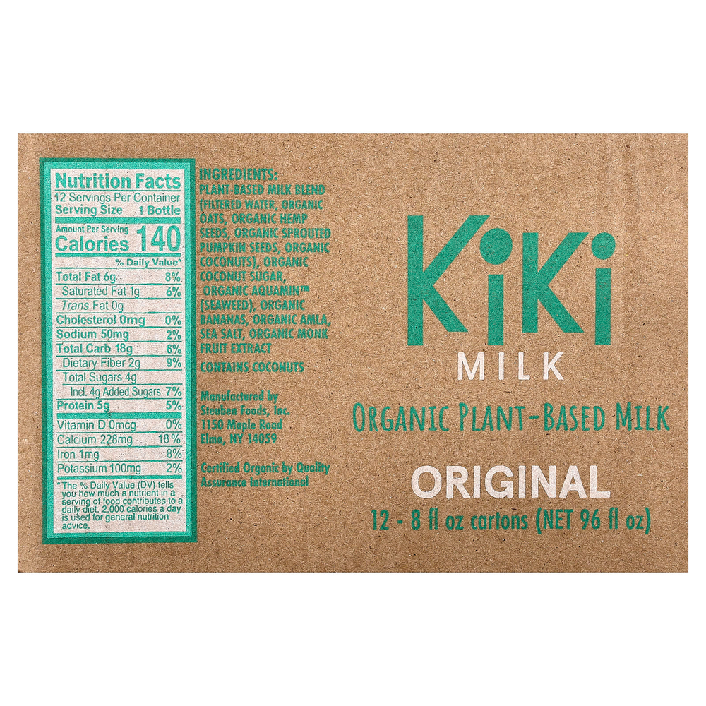 Kiki Milk, органическое растительное молоко, оригинальное, 12 пакетиков по 237 мл (8 жидк. унций)