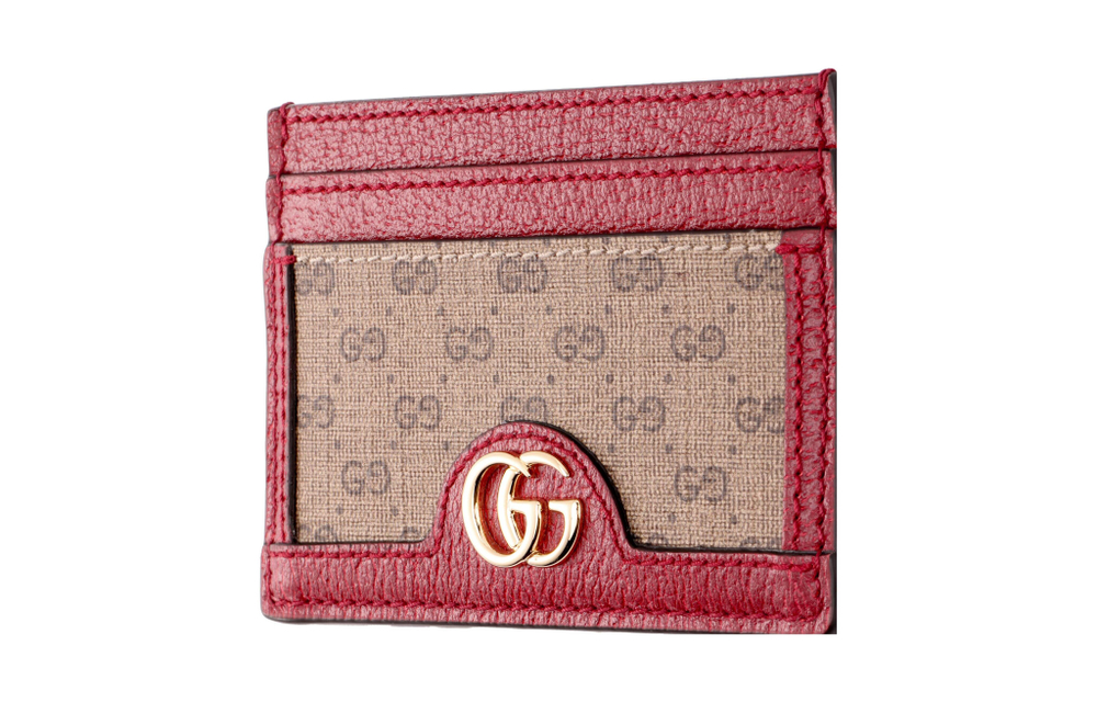 GUCCI Doraemon Collaboration Canvas With Leather Card Holder Unisex Ebony/Red