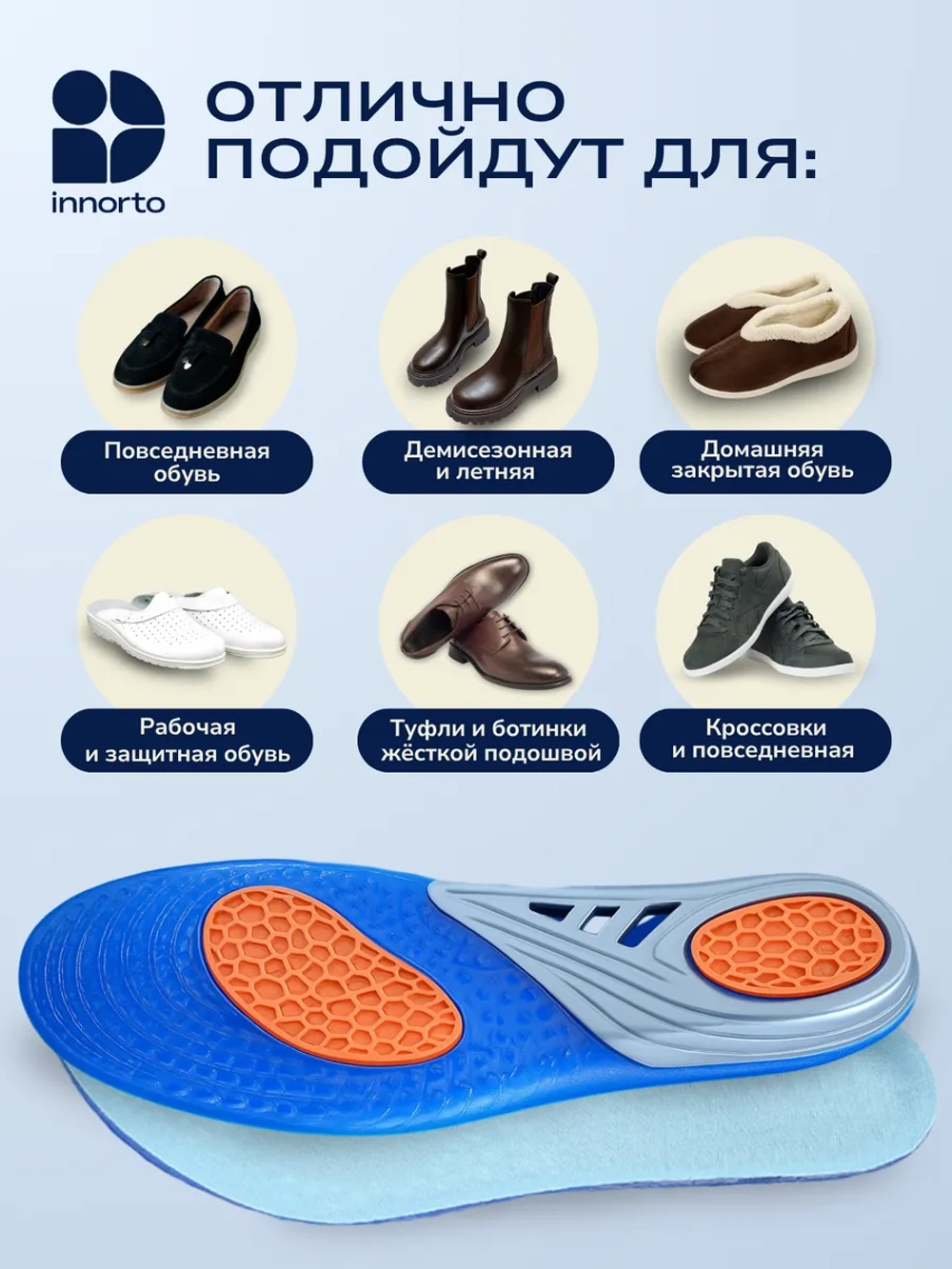 Стельки для обуви и кроссовок гелевые