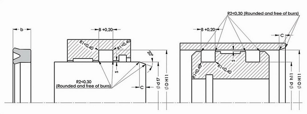 A171-075/1 PU Высокоэффективное U-образное симметричное уплотнение 75-85-12/13