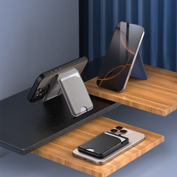 Магнитная подставка картхолдер серого цвета от Dux Ducis, серия Neva Series Magnetic Wallet Stand