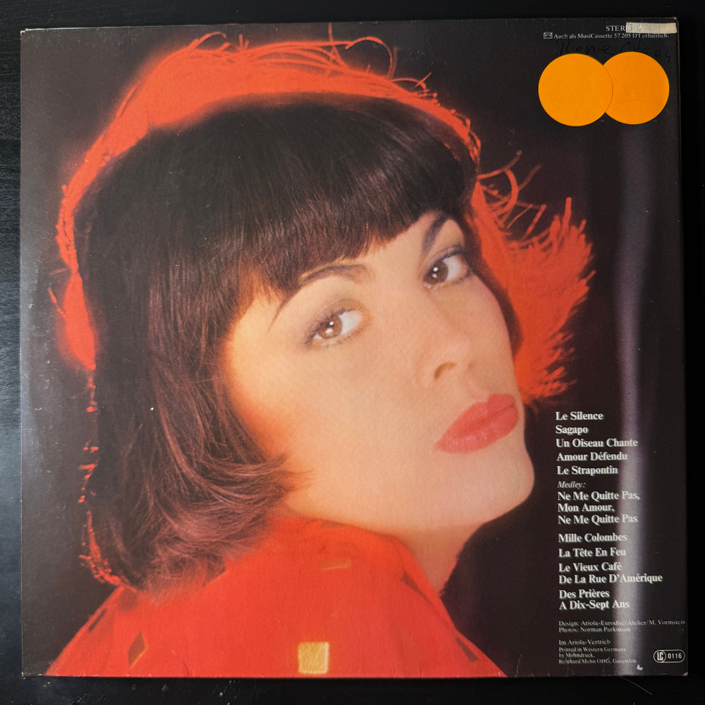 Mireille Mathieu ‎– Sentimentalement Votre (Германия 1977г.) Club
