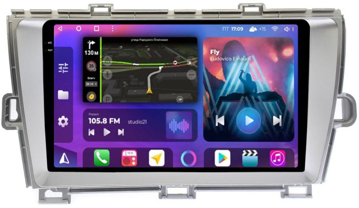 Магнитола для Toyota Prius 30 2009-2015 (правый руль) - FarCar BM9-2K-9539F1 монитор 9.5" 2K QLED на Android 14, Быстрая, CarPlay, 4G SIM-слот