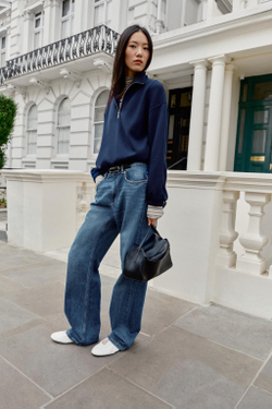 ZARA ТОЛСТОВКА С МЕТАЛЛИЧЕСКОЙ МОЛНИЕЙ, МОРСКОЙ СИНИЙ