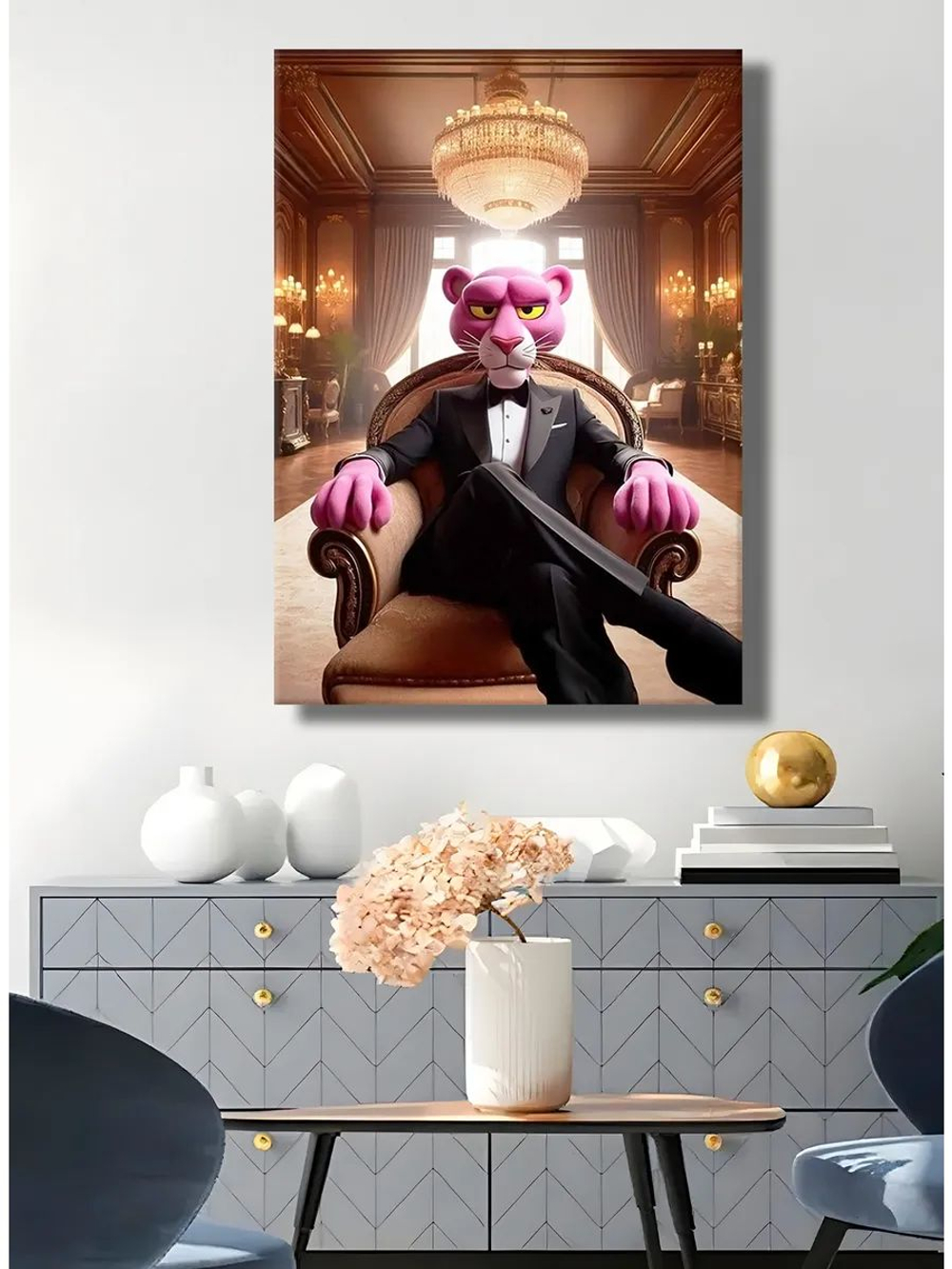 Картина "Розовый босс", на стену 50х70см 1шт., на деревянном подрамнике