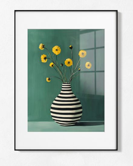 Постер Flowers &amp; striped vase