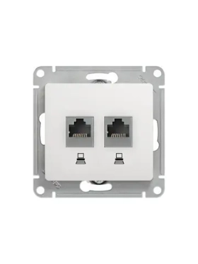 Механизм компьютерной розетки Systeme Electric 2-м Glossa RJ45+RJ45 кат.5е белый SchE GSL000185KK 463574