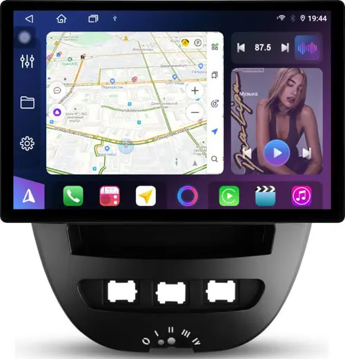 Магнитола для Citroen C1, Peugeot 107, Toyota Aygo - FarCar GX877 монитор 13" 2K QLED на Android 14, S500+TS20, Быстрейшая, CarPlay, 4G SIM-слот