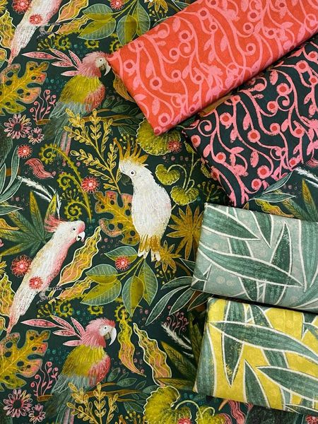 ТРОПИЧЕСКИЙ ЛЕС #6, отрез 85 см 100% хлопок Handmade Fabrics 4