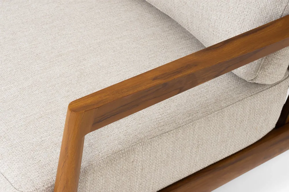 "Андорра" диван 3-местный плетеный из роупа, каркас алюминий под дерево, цвет светло-бежевый