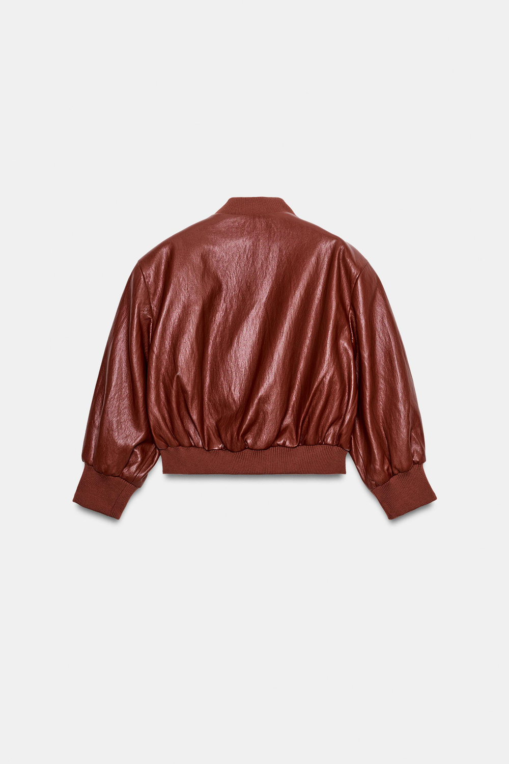 БОМБЕР ИЗ ИСКУССТВЕННОЙ КОЖИ С ПОДПЛЕЧНИКАМИ — ZARA