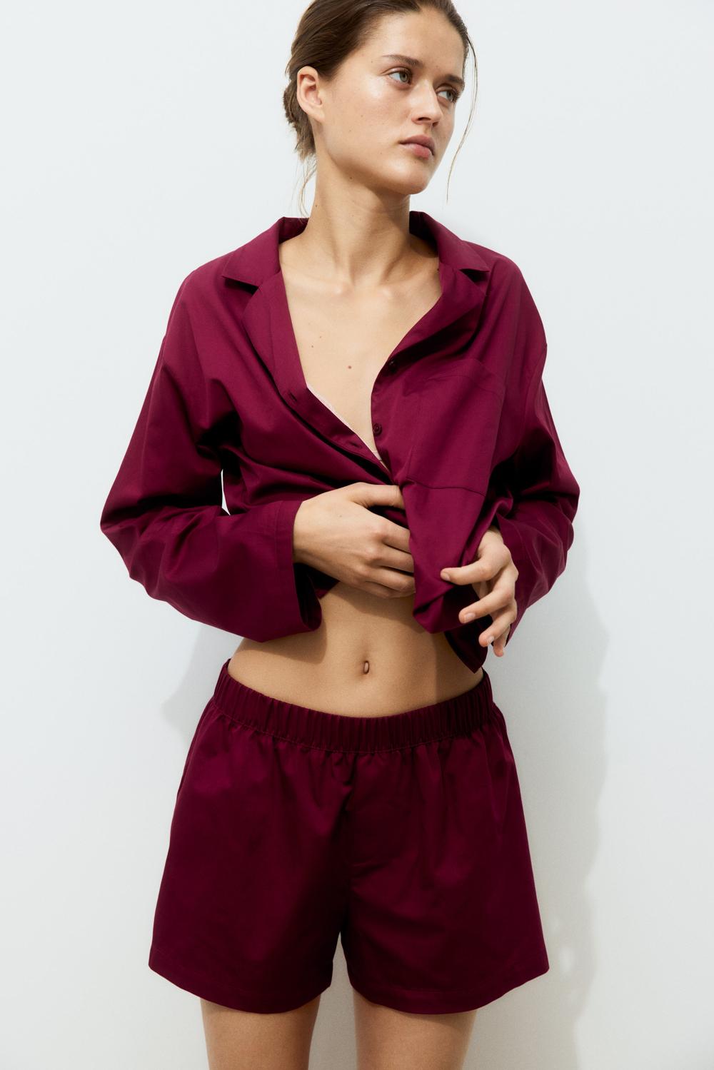 Хлопковая пижама с рубашкой и шортами - H&M