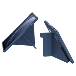 Чехол книжка синего цвета от Nillkin для планшета Samsung Galaxy Tab S9 FE+ Плюс, серия Bumper Pro Case-Multi Angle Folding Style, с защитной шторкой для камеры