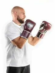 Перчатки боксерские LEADERS LS Long Velcro  RD/BK/SIL