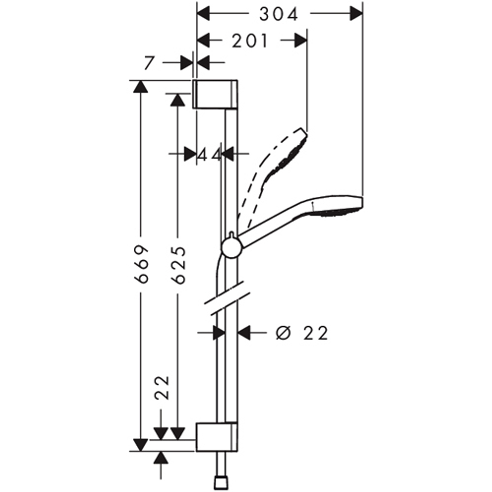 Душевой комплект Hansgrohe Croma Select E Multi 65см 26580400 схема