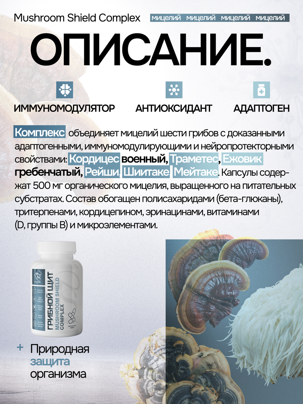 Грибной щит 180 капсул
