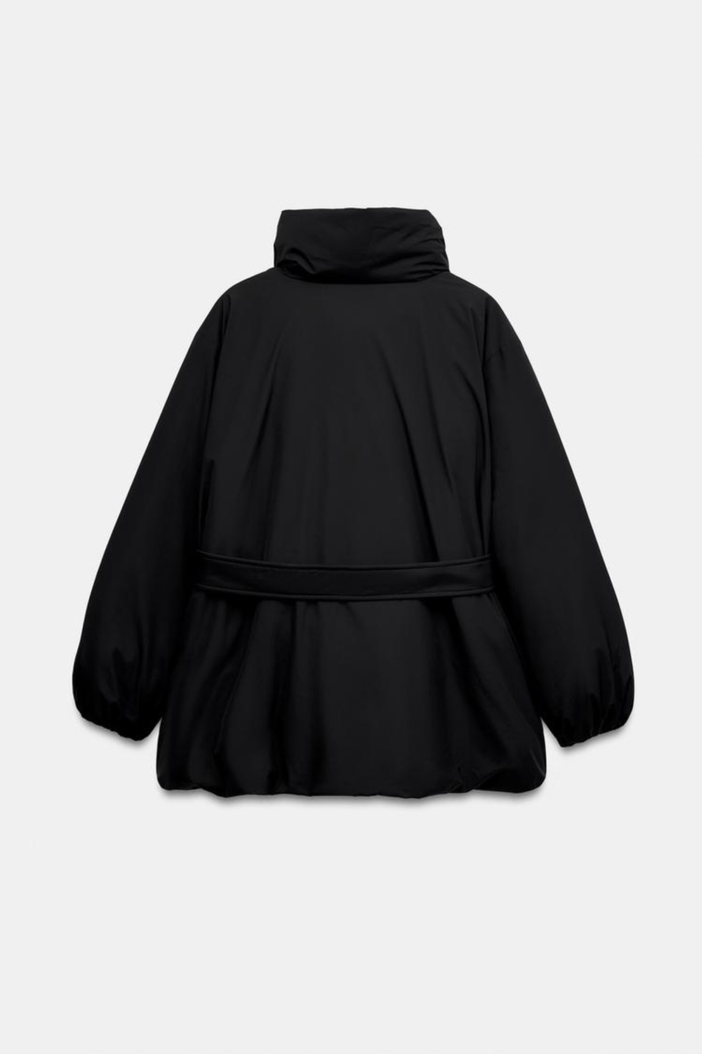 ZARA СТЕГАНЫЙ АНОРАК С РЕМНЕМ, ЧЕРНЫЙ