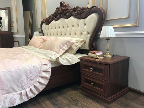 Кровать АФИНА  с мягким изголовьем караваджо