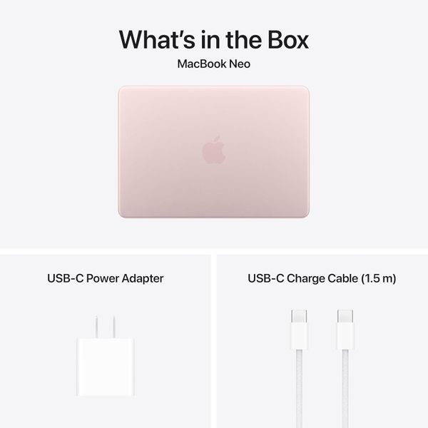 Ноутбук Apple MacBook Neo 13 2026 MHFJ4LL/A (A18 Pro 6-Core, GPU 5-Core, 8 ГБ, 512 ГБ), розовый