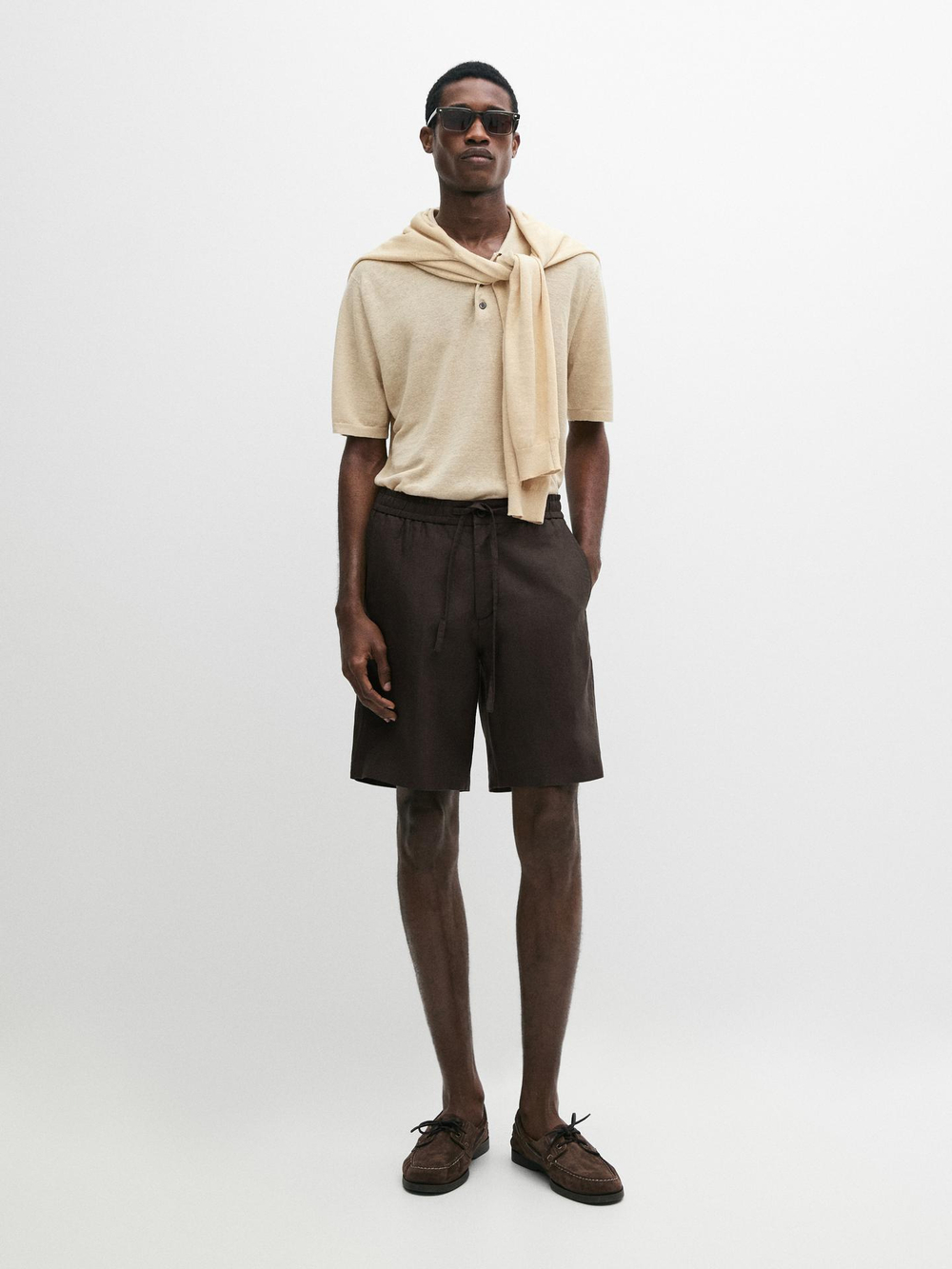 Massimo Dutti Короткие шорты из 100% льна, коричневый