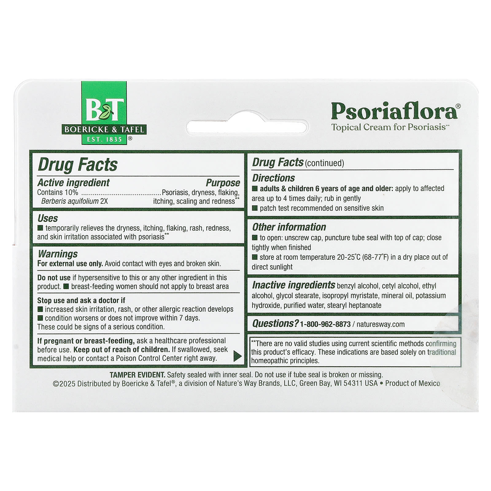 Boericke & Tafel, Psoriaflora®, крем для местного применения для детей от 6 лет, 28 г (1 унция)