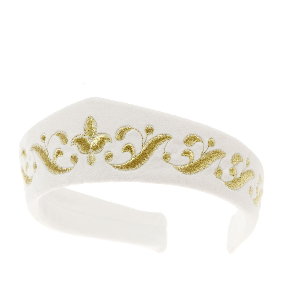 Ободок-кокошник «Ампир» 2/26 белый / золото