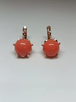 Серьги серебряные с кораллом прессованным