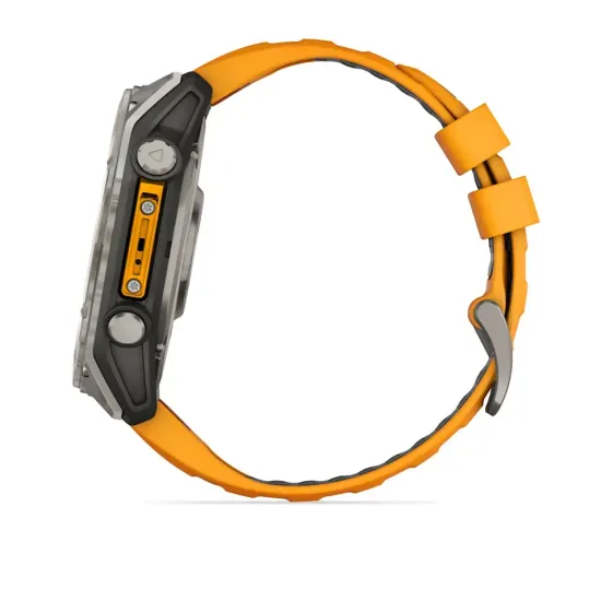 Мультиспортивные GPS часы Garmin Fenix 8 (47 mm) AMOLED, Sapphire Titanium with Spark Orange/Graphite Silicone Band 010-02904-11