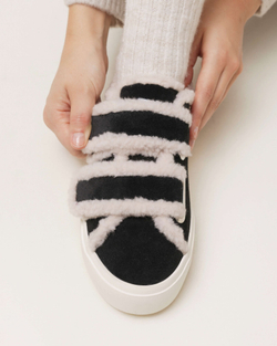 Замшевые кеды INUIKII 35202-050 Shearling low velcro black на меху