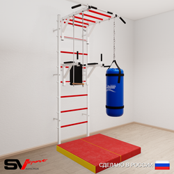 Шведская стенка Sv Sport 5435 (Турник рукоход/Брусья/Трапеция/Цепь/Мешок 15кг/Мат 1м)